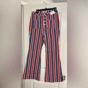 NWT Wrangler Striped Red, White, & Blue High-Rise Flare Jeans